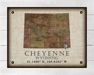 Cheyenne Wyoming Vintage Design - On 100% Natural Linen