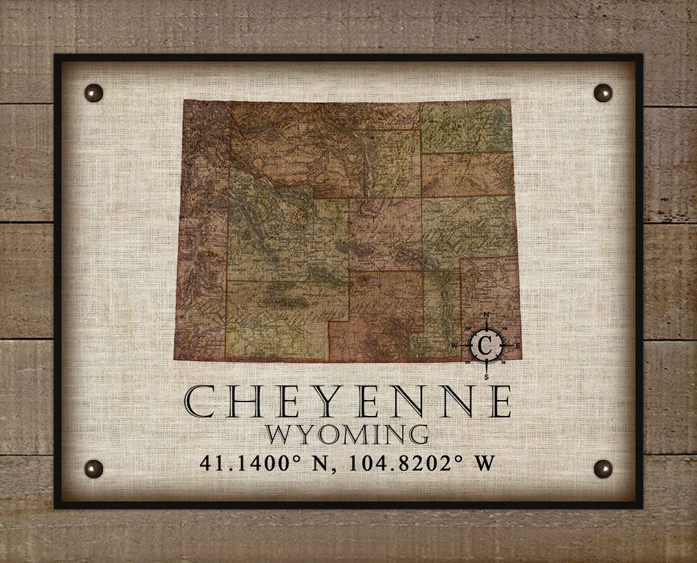 Cheyenne Wyoming Vintage Design - On 100% Natural Linen
